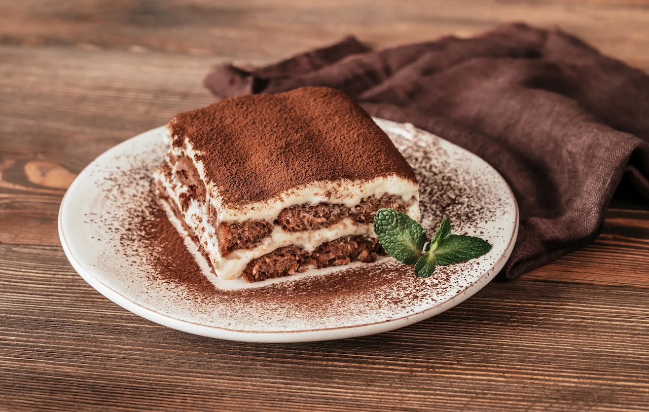 Portion of tiramisu